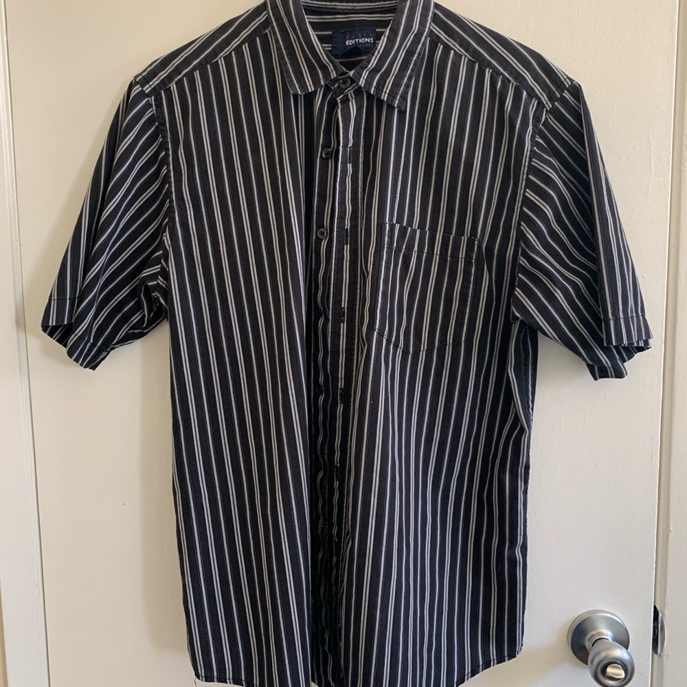 Black Pinstripe casual button-down
